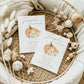 Little pumpkin fall baby shower invitation template with watercolor orange pumpkin, cream roses, and gold calligraphy script, editable in Canva