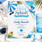 Splish splash boy baby shower invitation with a pool ring, rubber duck, and beach ball in blue and white