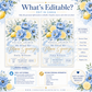 Main squeeze bridal shower invitation with blue peonies, lemons, and citrus slices in dusty blue and yellow