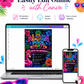 Neon Aloha pool party birthday invitation featuring a glowing pineapple, pink flamingo float, hibiscus flowers, palm trees and colorful tropical lights.
