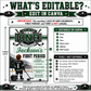 First Period first birthday invitation with little hockey player, ice rink, scoreboard, goal net, hockey stick, puck, and green black sports party details