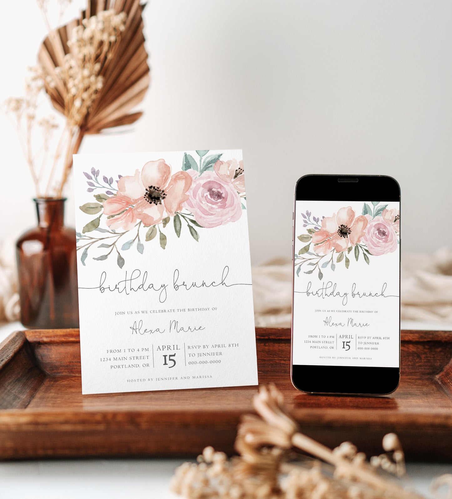 Floral Birthday Brunch Invitation | www.foreveryourprints.com