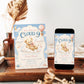 Cloud 9 baby shower invitation with a teddy bear on a cloud, hot air balloon, and stars in soft blue, pink, and gold