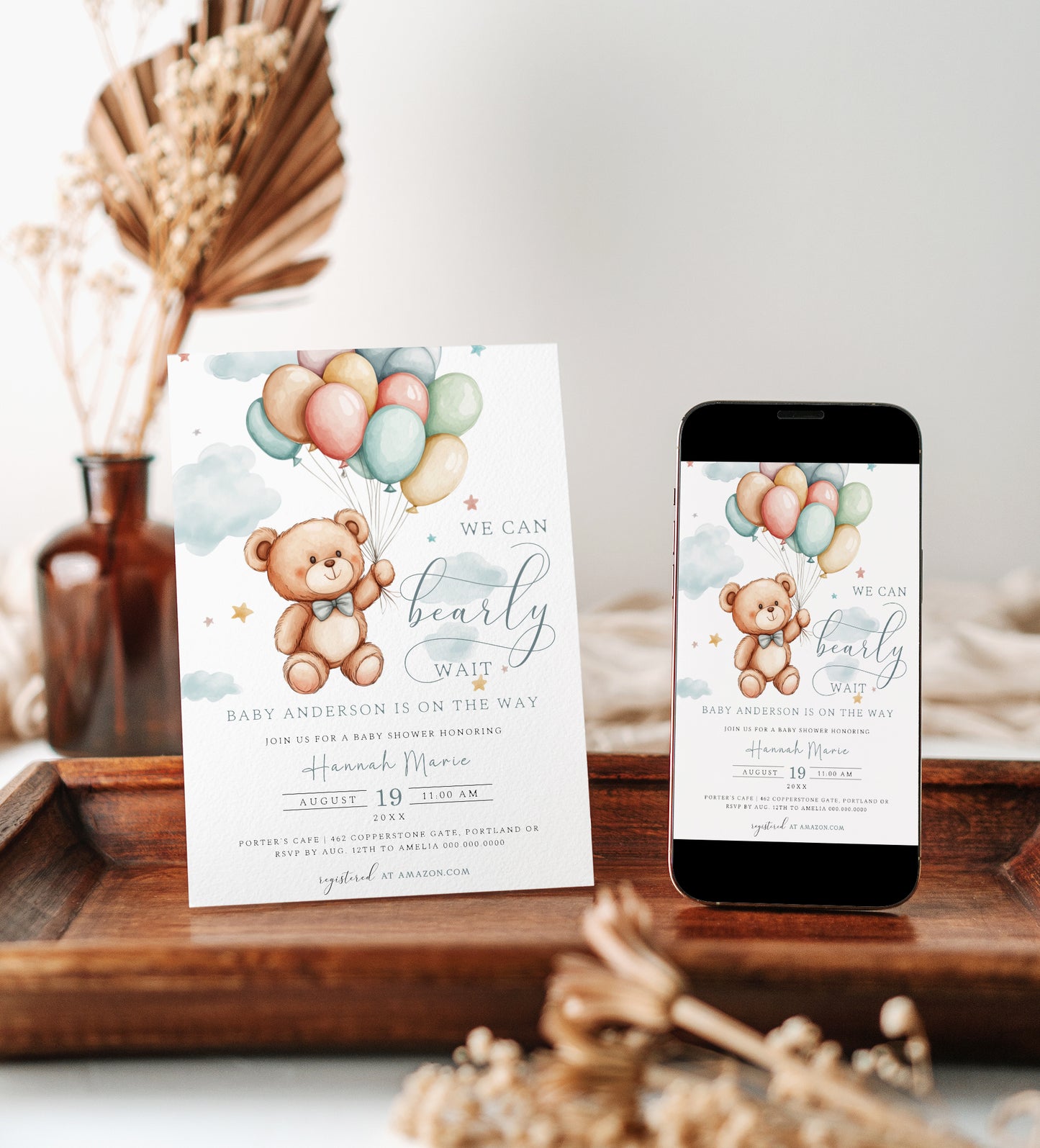 Bear Baby Shower Invitation | www.foreveryourprints.com