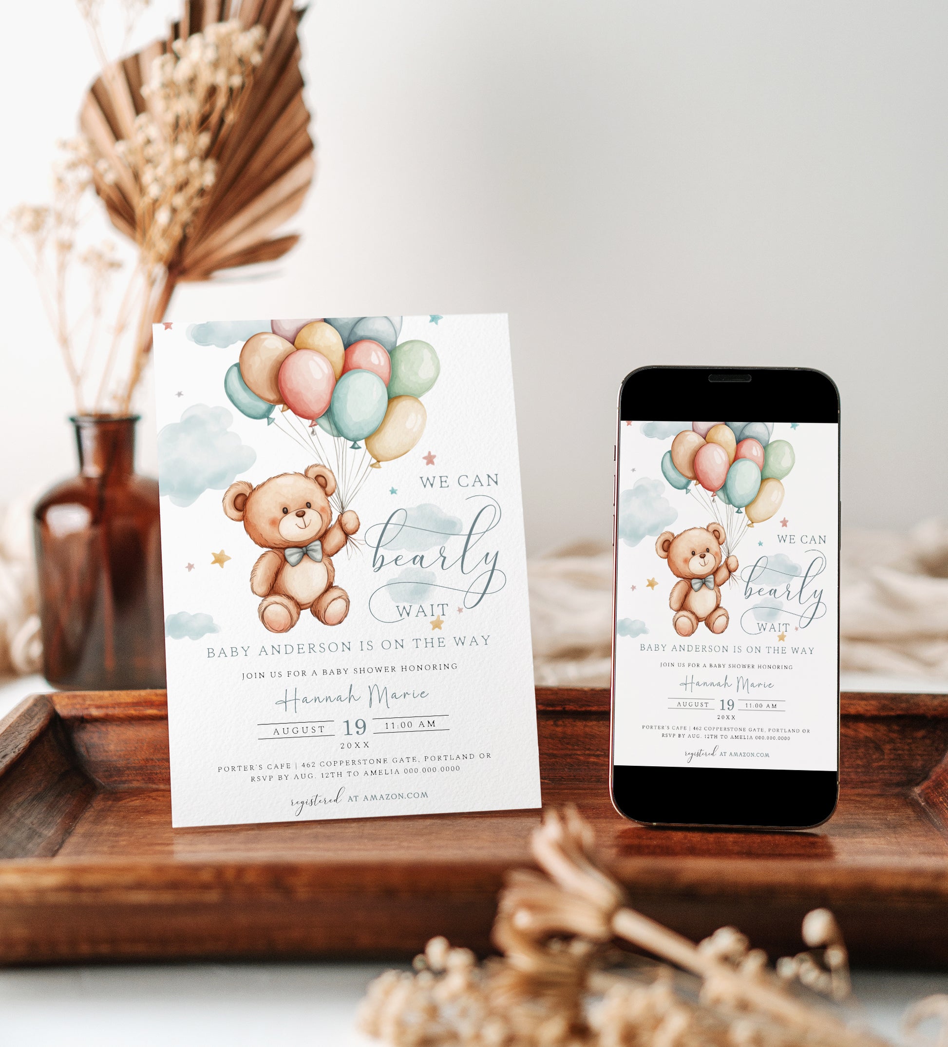 Bear Baby Shower Invitation | www.foreveryourprints.com