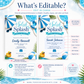 Splish splash boy baby shower invitation with a pool ring, rubber duck, and beach ball in blue and white