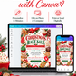 Christmas bake sale flyer with red and green lettering, gingerbread cookies, cupcakes, brownies, festive bows, and baking tools