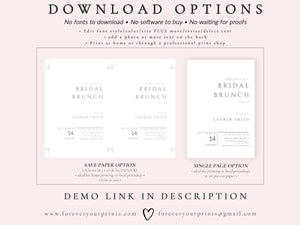 Minimalist Bridal Luncheon Invitation Template | www.foreveryourprints.com