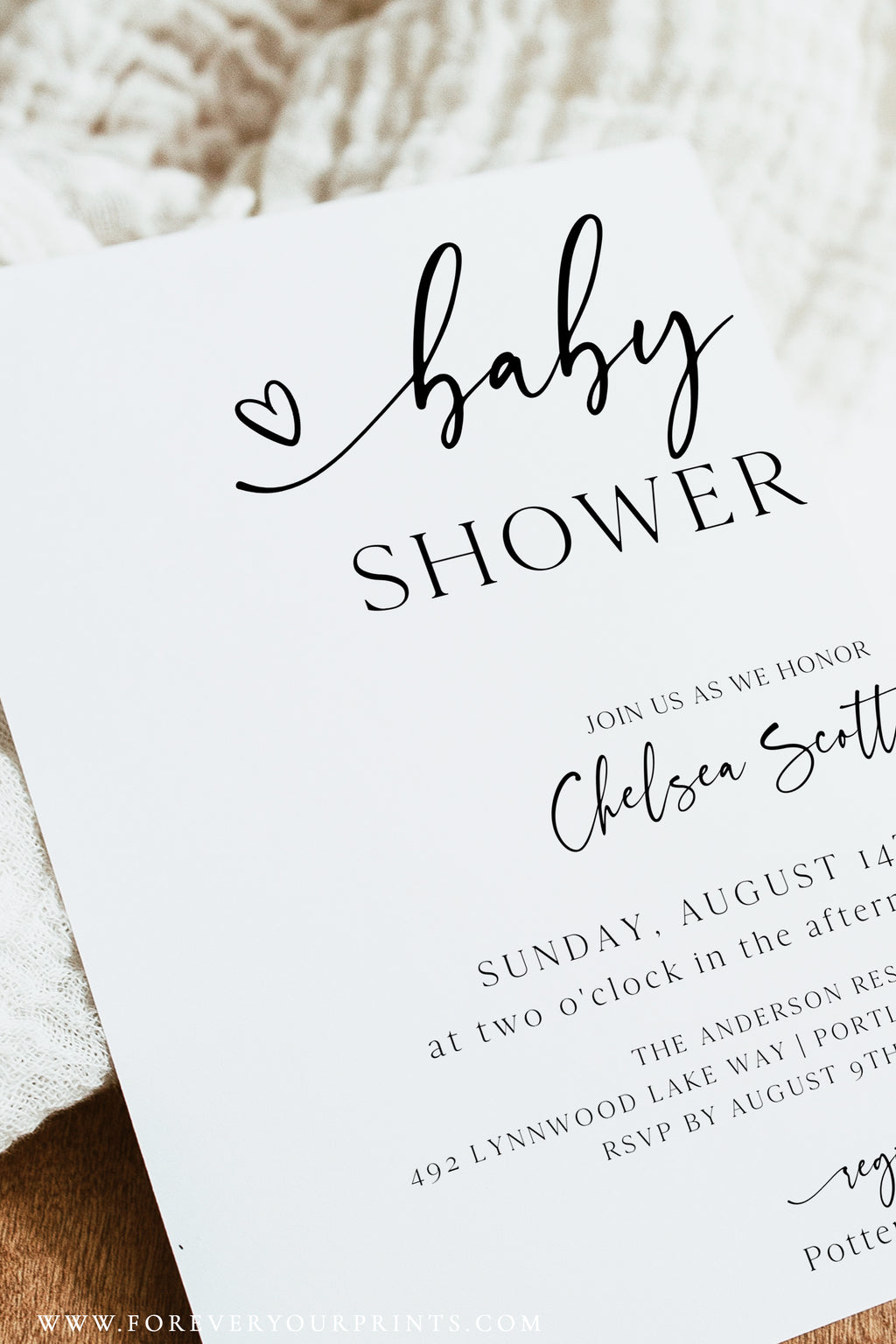 Minimalist Baby Shower Invitation | www.foreveryourprints.com