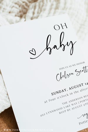 Minimalist Baby Shower Invitation | www.foreveryourprints.com