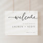 Wedding welcome sign featuring modern calligraphy and minimalist layout, editable online with Corjl | www.foreveryourprints.com