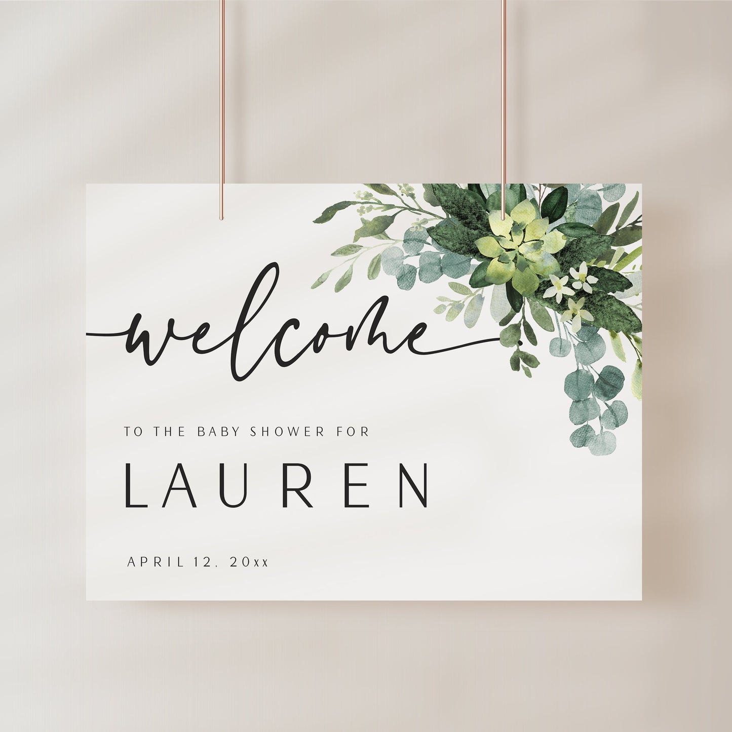 Eucalyptus Baby Shower Welcome Sign | www.foreveryourprints.com