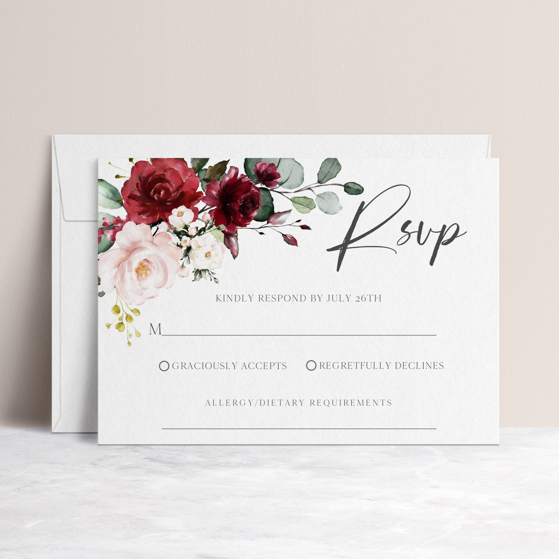 Floral RSVP Reply Card | www.foreveryourprints.com