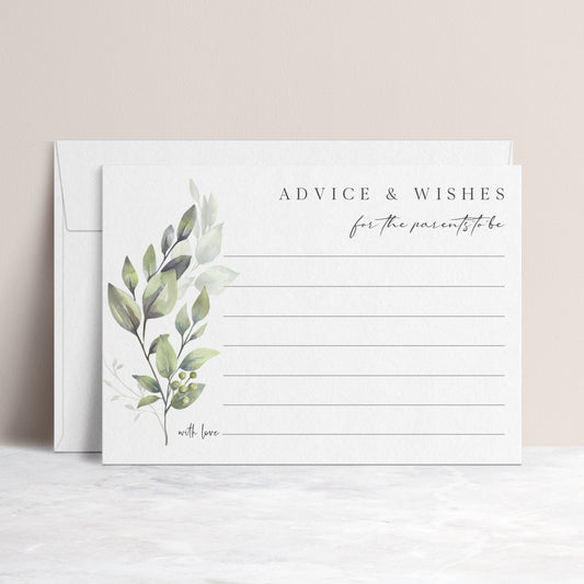 Greenery Baby Advice Card | www.foreveryourprints.com