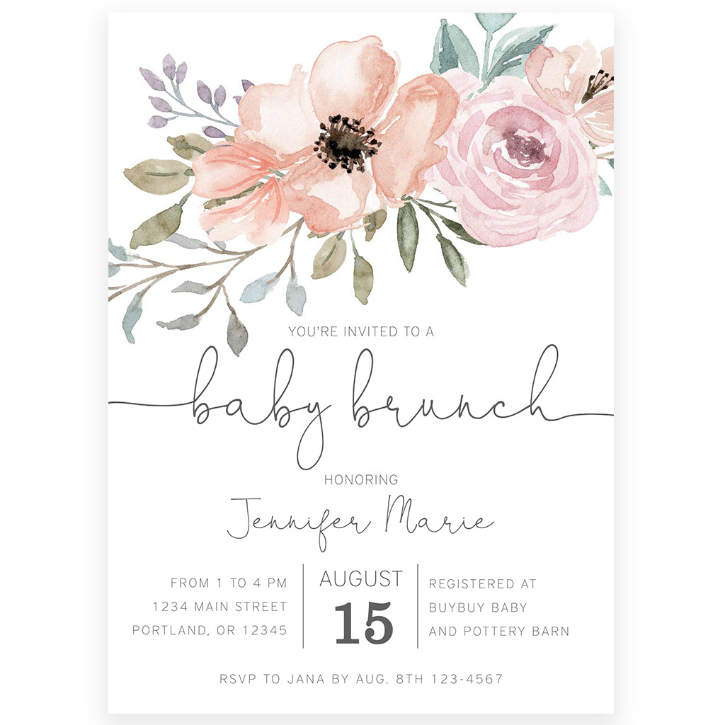 Floral Baby Brunch Invitation | www.foreveryourprints.com