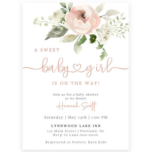 Floral Baby Girl Shower Invitation | www.foreveryourprints.com