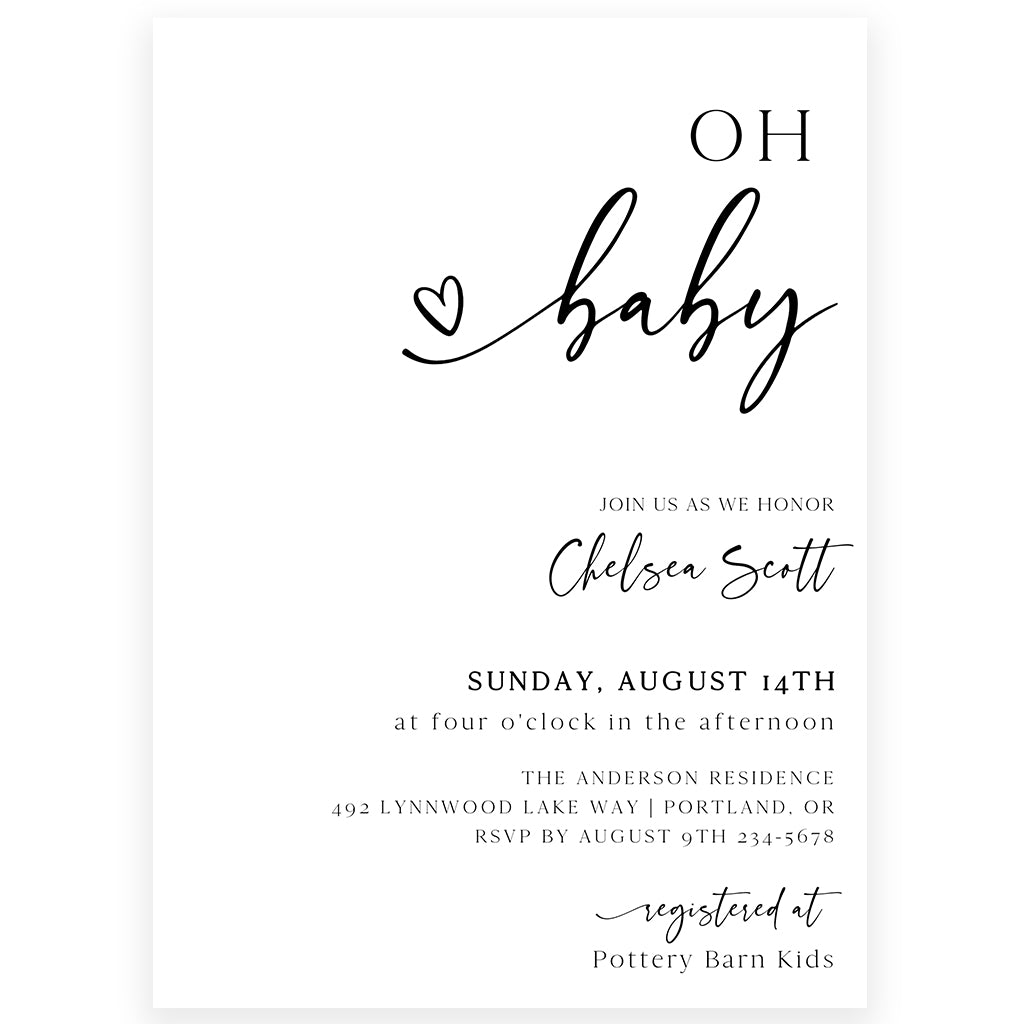 Minimalist Baby Shower Invitation | www.foreveryourprints.com