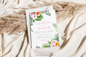 Tropical Baby Girl Shower Invitation | www.foreveryourprints.com