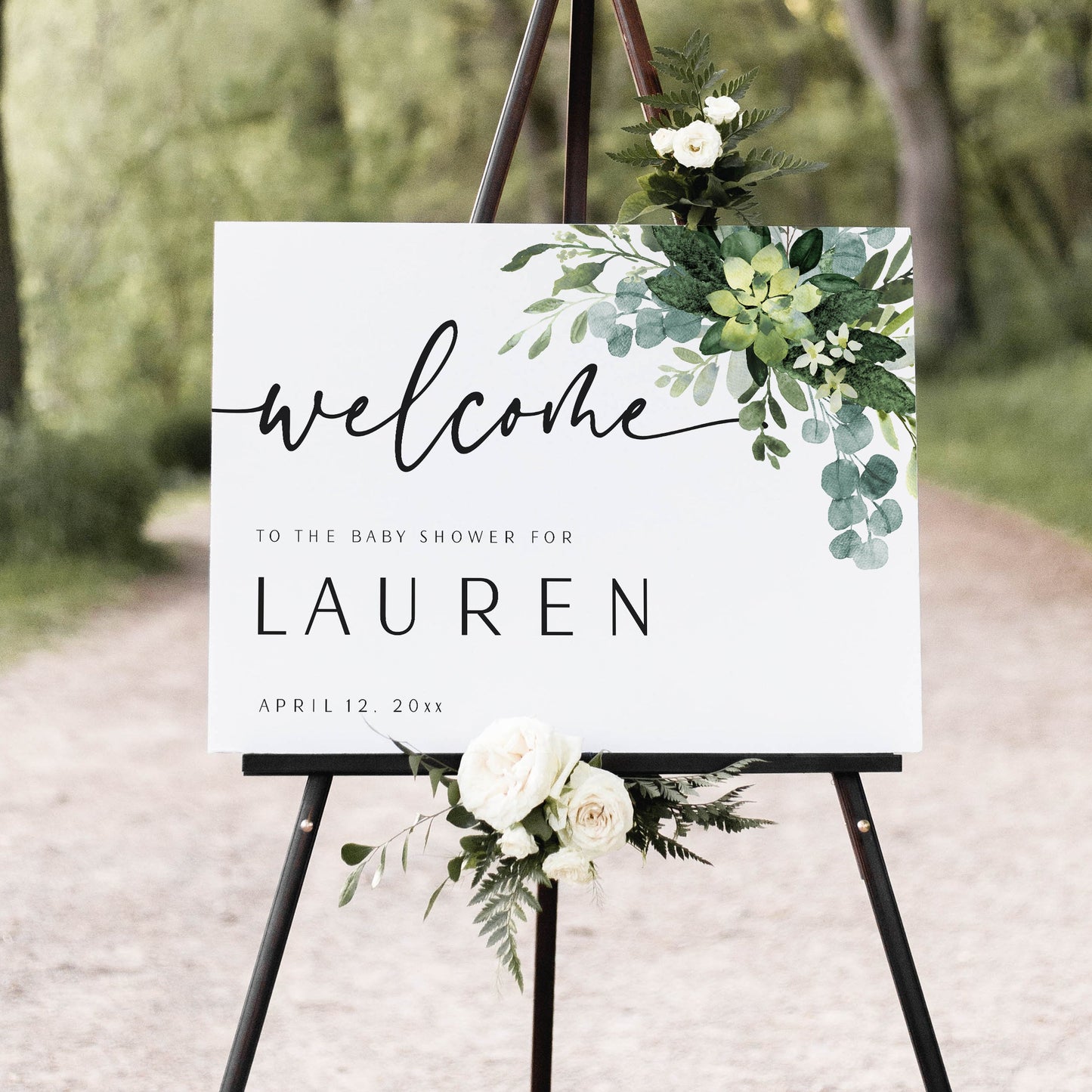Eucalyptus Baby Shower Welcome Sign | www.foreveryourprints.com