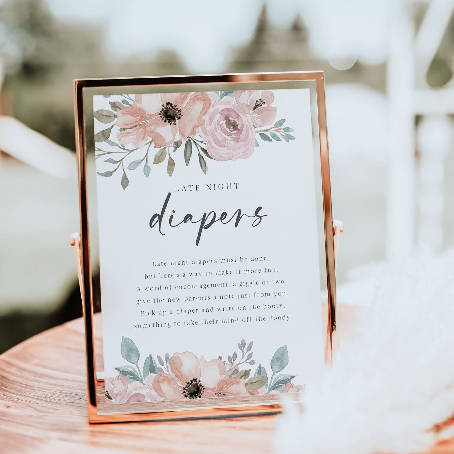 Floral Late Night Diapers Sign | www.foreveryourprints.com