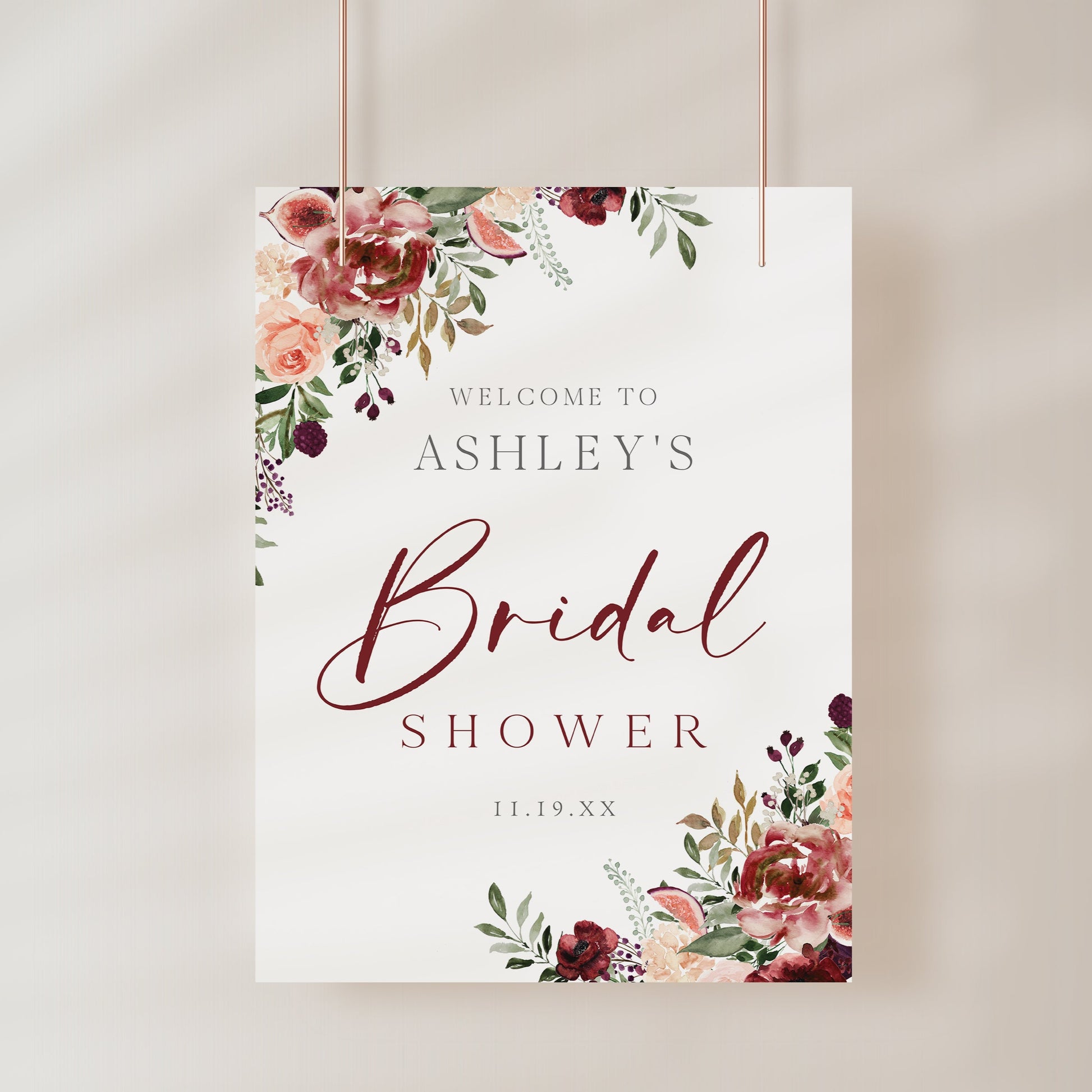 Fall Bridal Welcome Sign | www.foreveryourprints.com