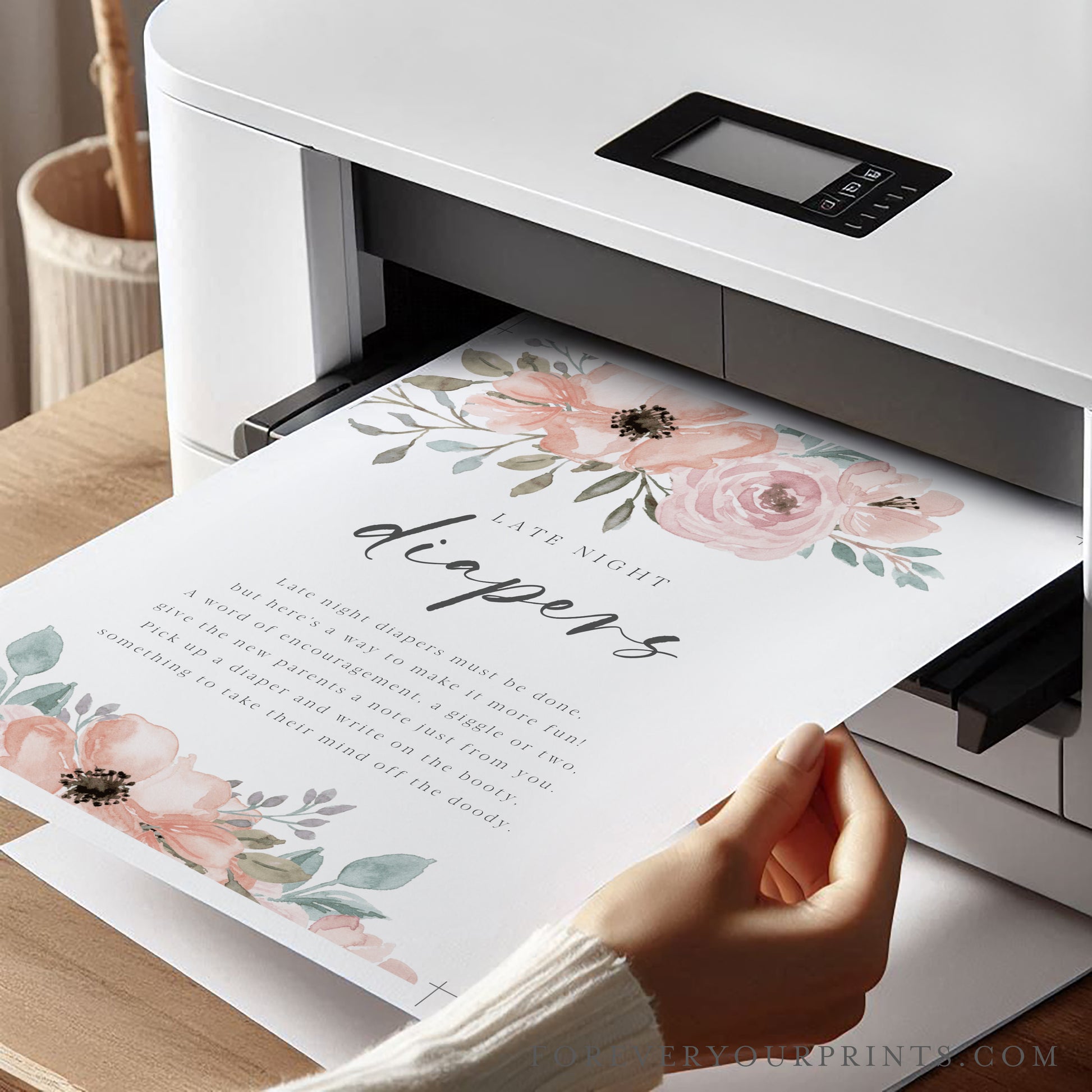 Floral Late Night Diapers Sign | www.foreveryourprints.com