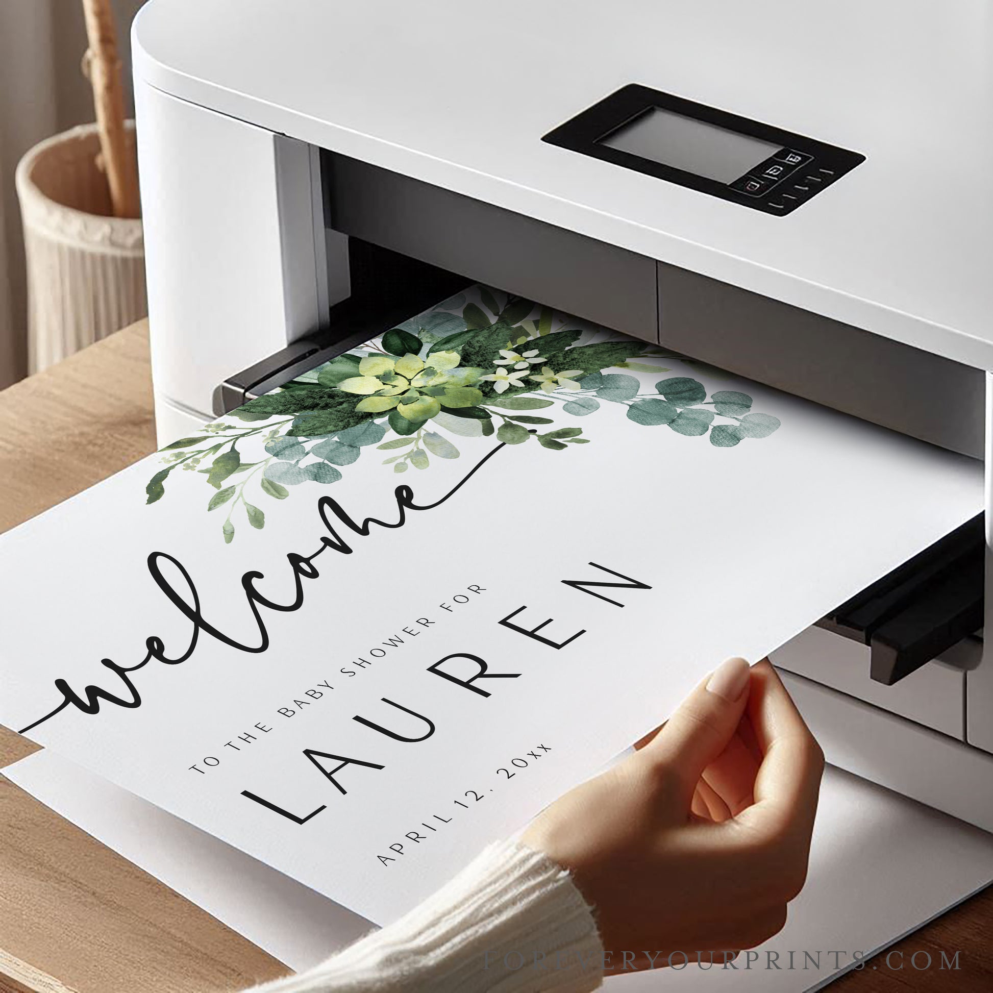 Eucalyptus Baby Shower Welcome Sign | www.foreveryourprints.com