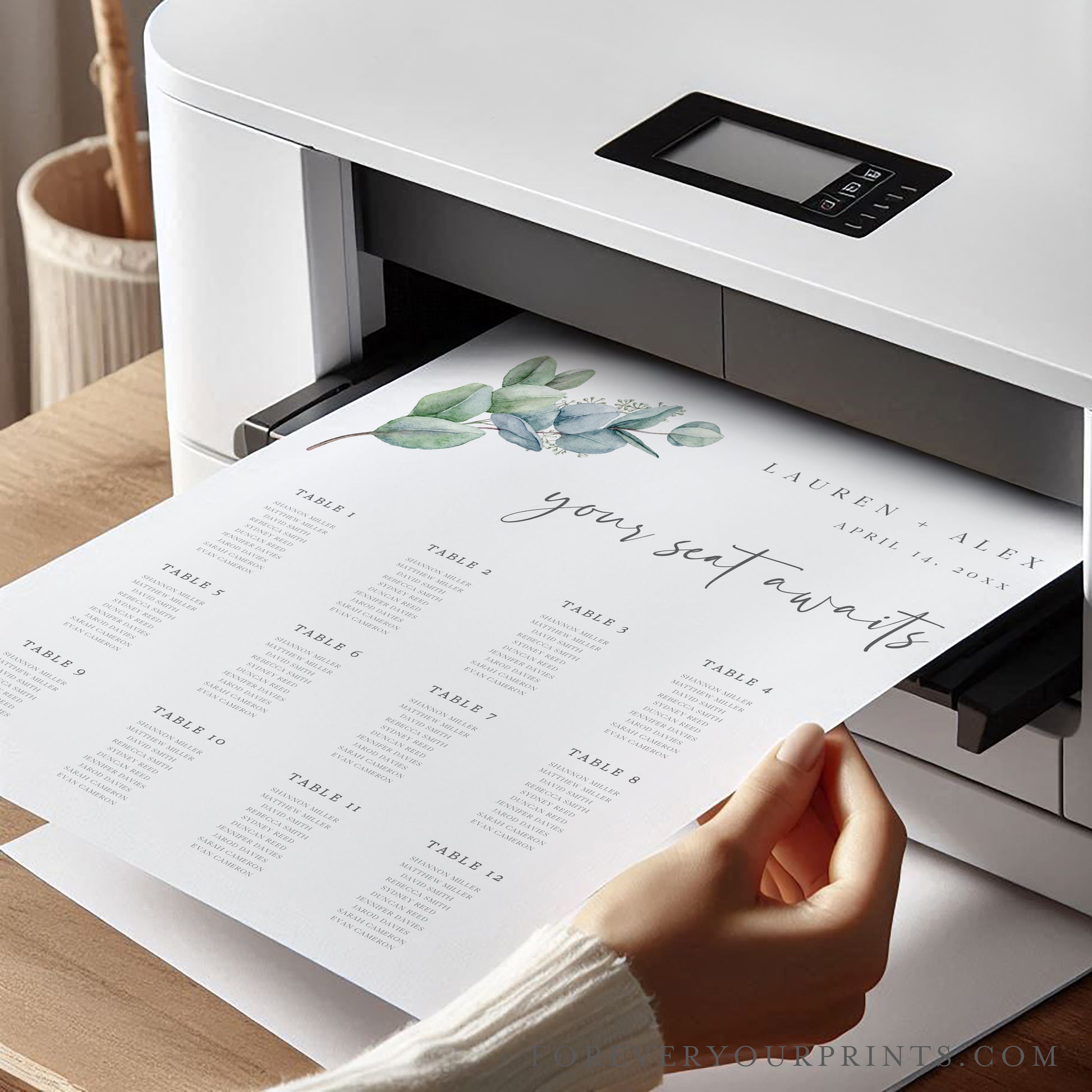 Eucalyptus Seating Chart Template | www.foreveryourprints.com