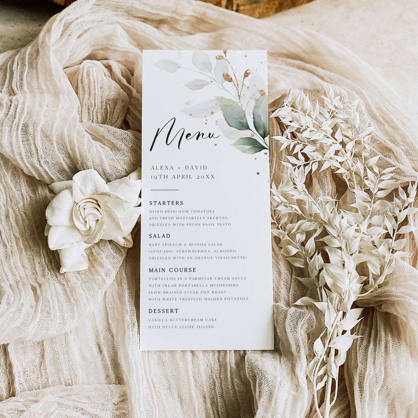 Eucalyptus Menu Card | www.foreveryourprints.com