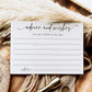 Minimalist black and white advice and wishes bridal shower card template with calligraphy script and writing lines, editable in Canva