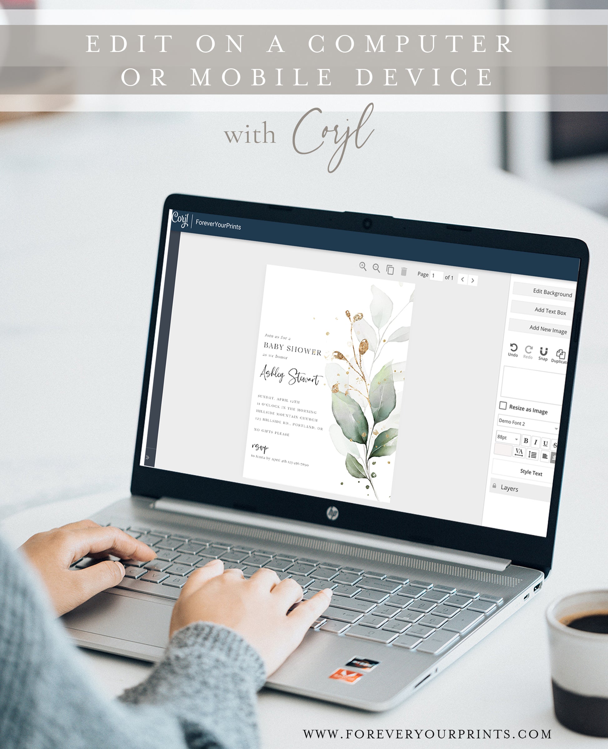 Eucalyptus Baby Shower Invitation | www.foreveryourprints.com