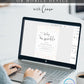 Editable confetti baby sprinkle invitation Canva template with watercolour sprinkles and pearl dots in soft rainbow tones on a white background, with script and serif typography