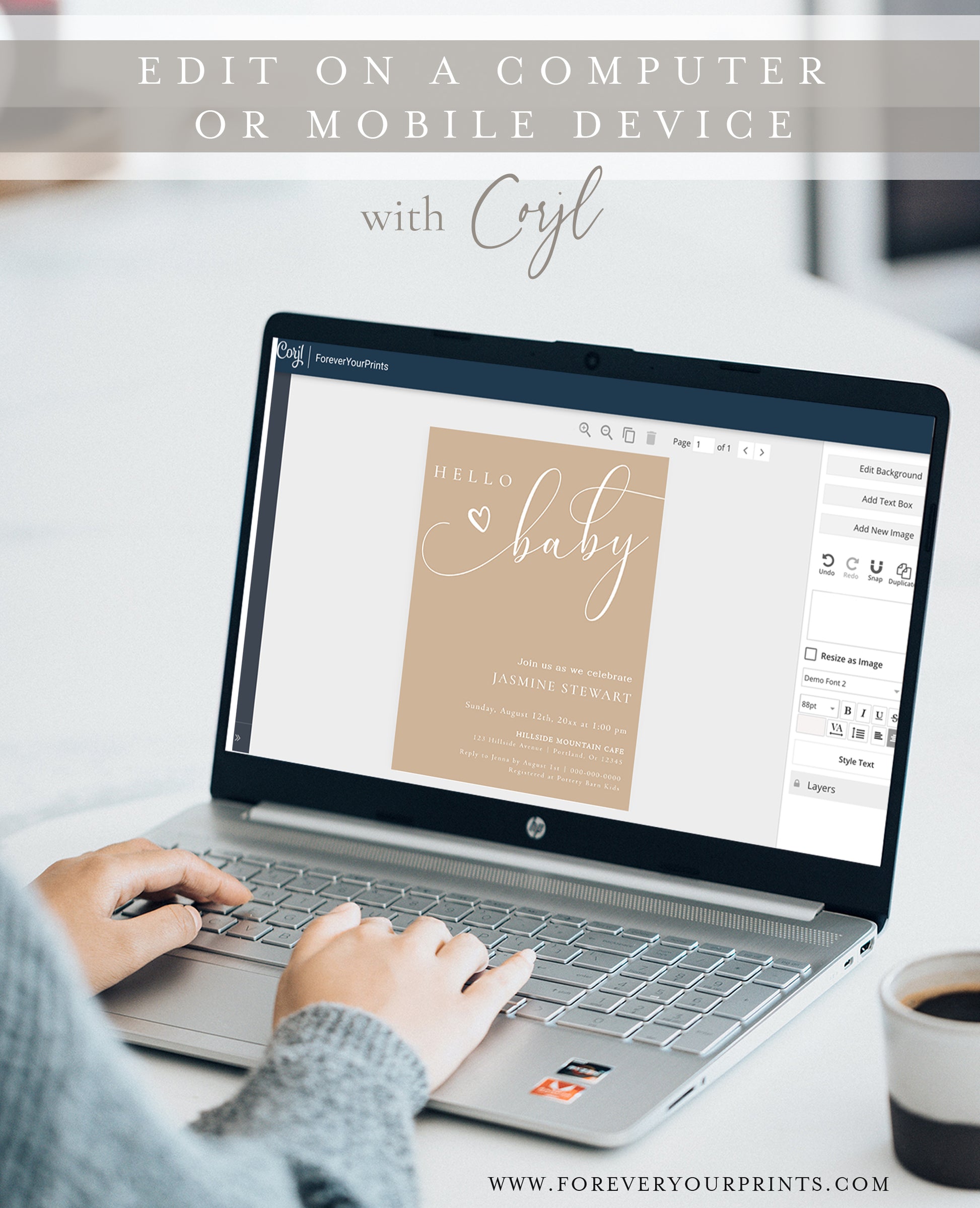 Hello Baby Shower Invitation | www.foreveryourprints.com