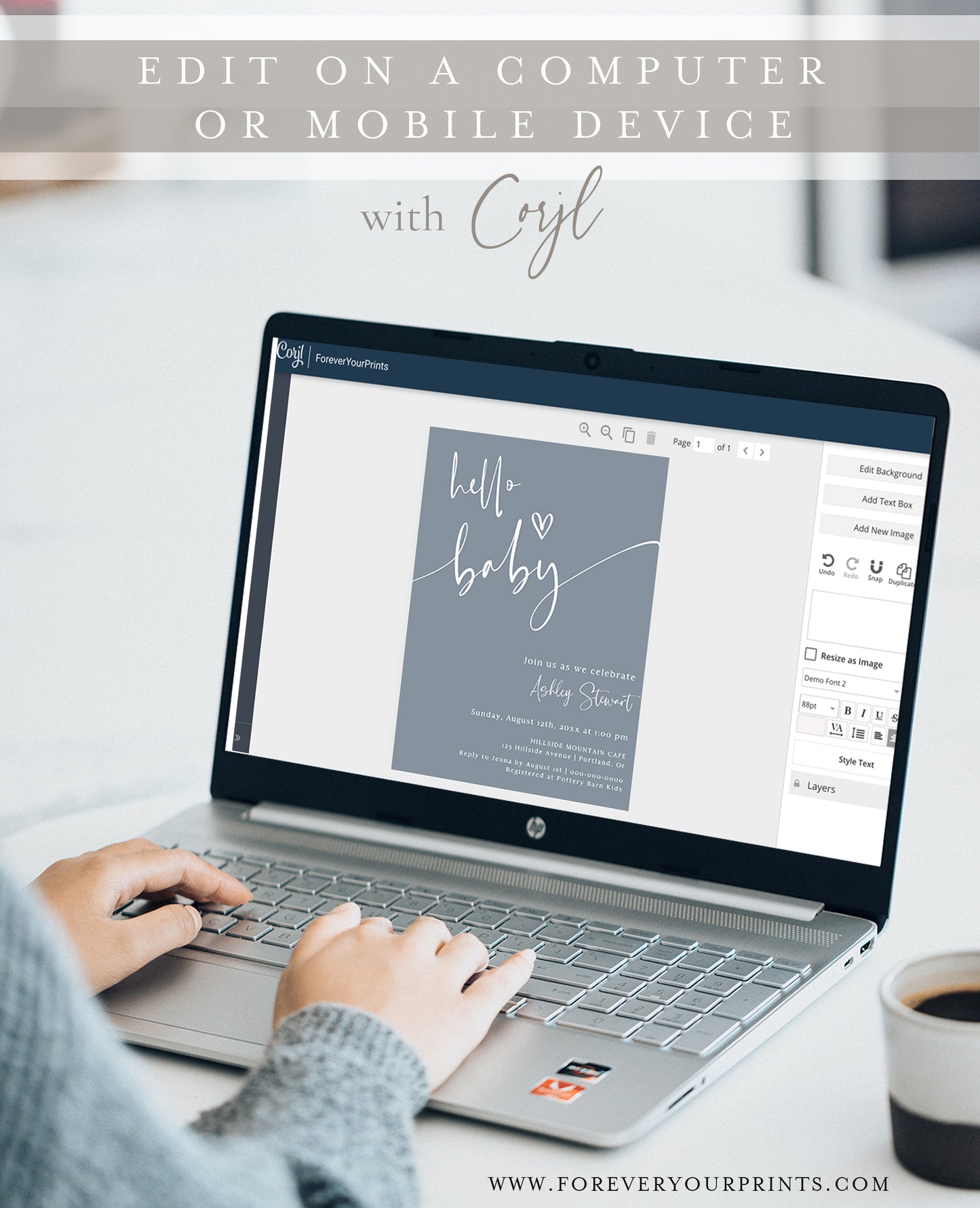 Hello Baby Shower Invitation | www.foreveryourprints.com