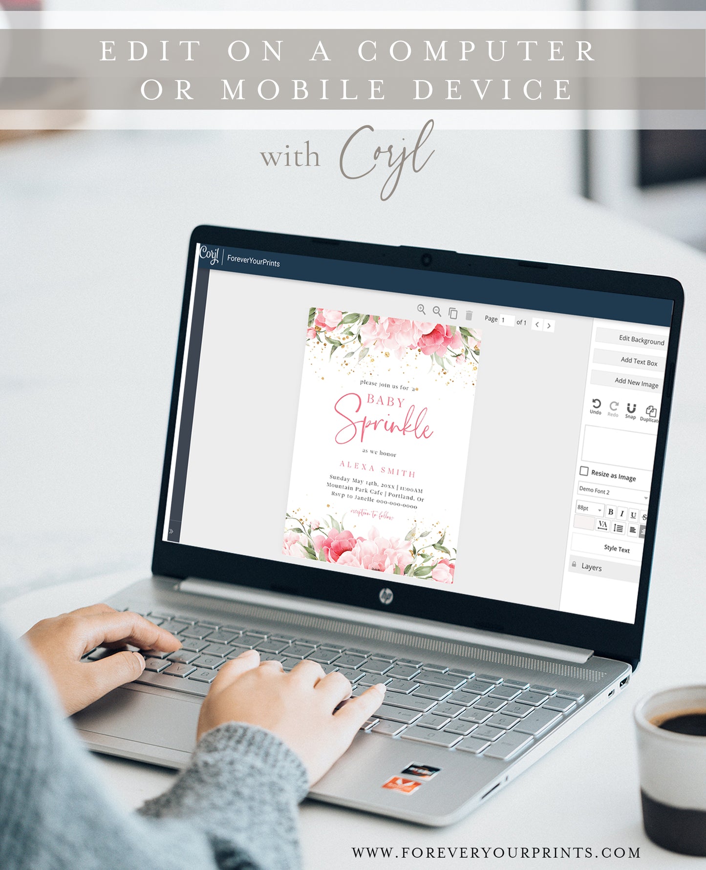 Floral Baby Sprinkle Invitation | www.foreveryourprints.com