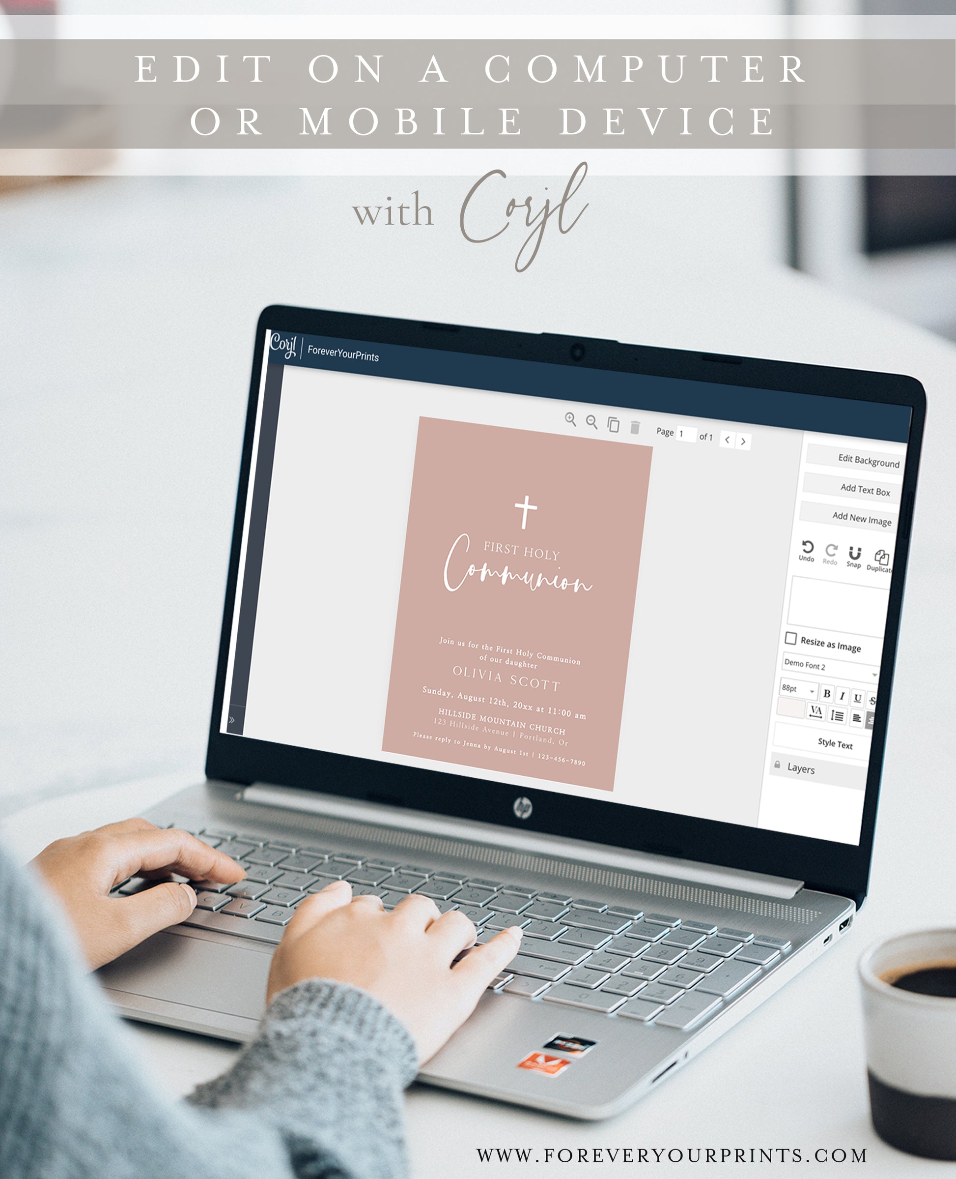 First Holy Communion Invitation | www.foreveryourprints.com