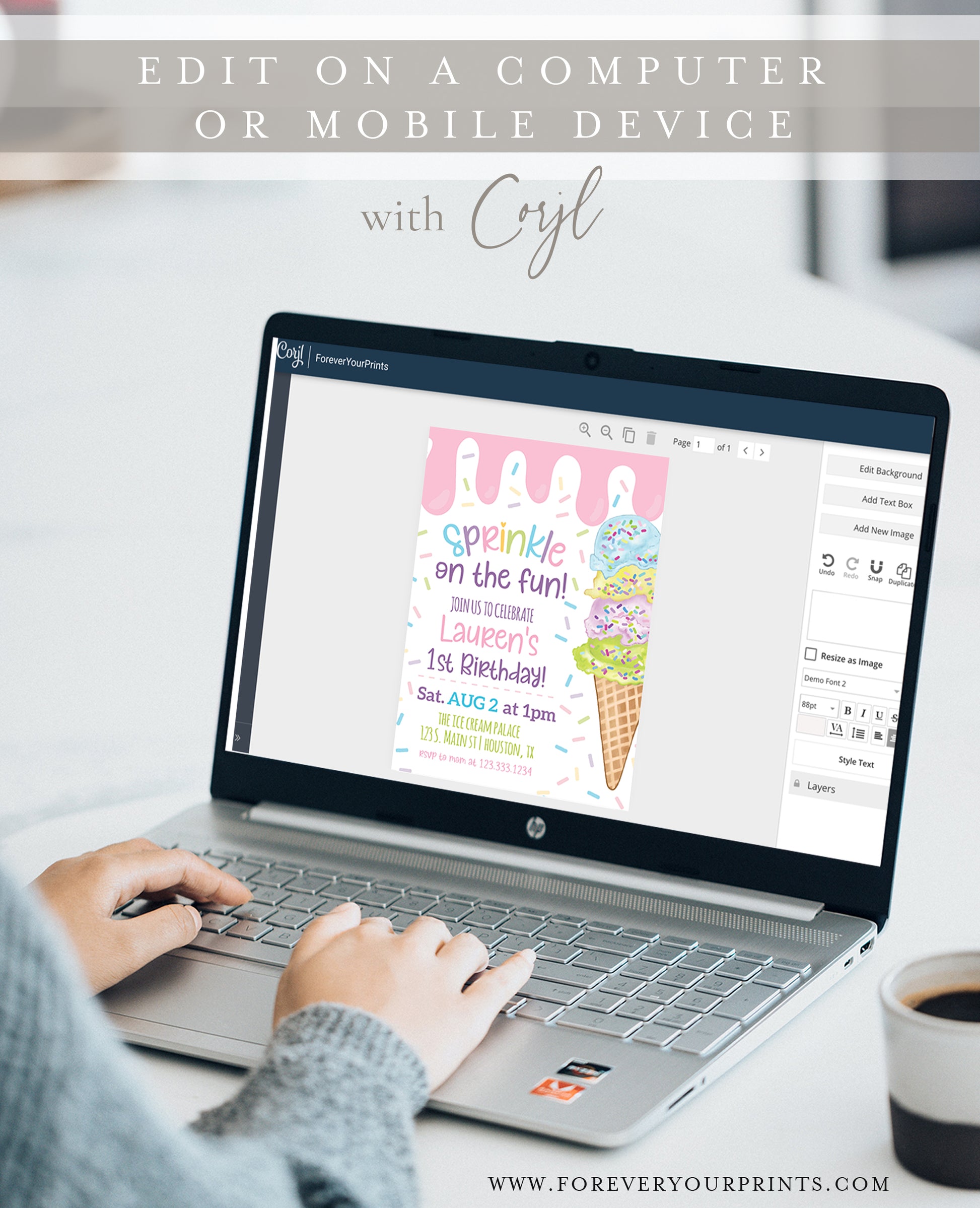 Ice Cream Party Invitation | www.foreveryourprints.com