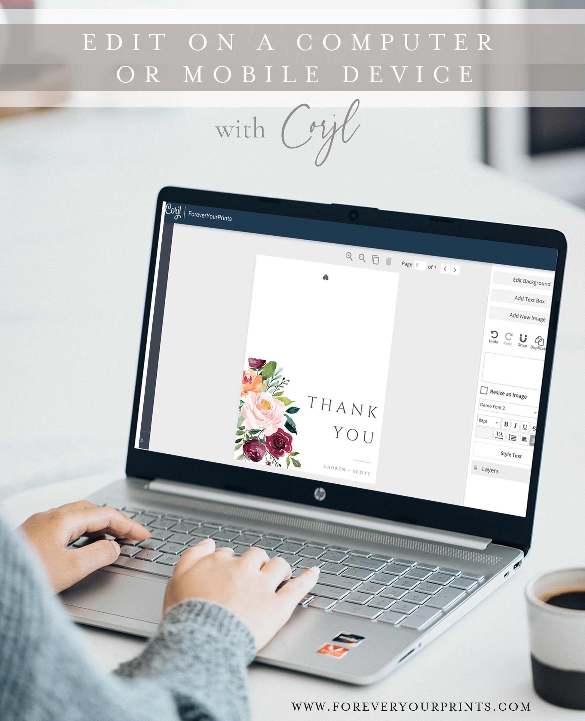 Floral Thank You Card | www.foreveryourprints.com