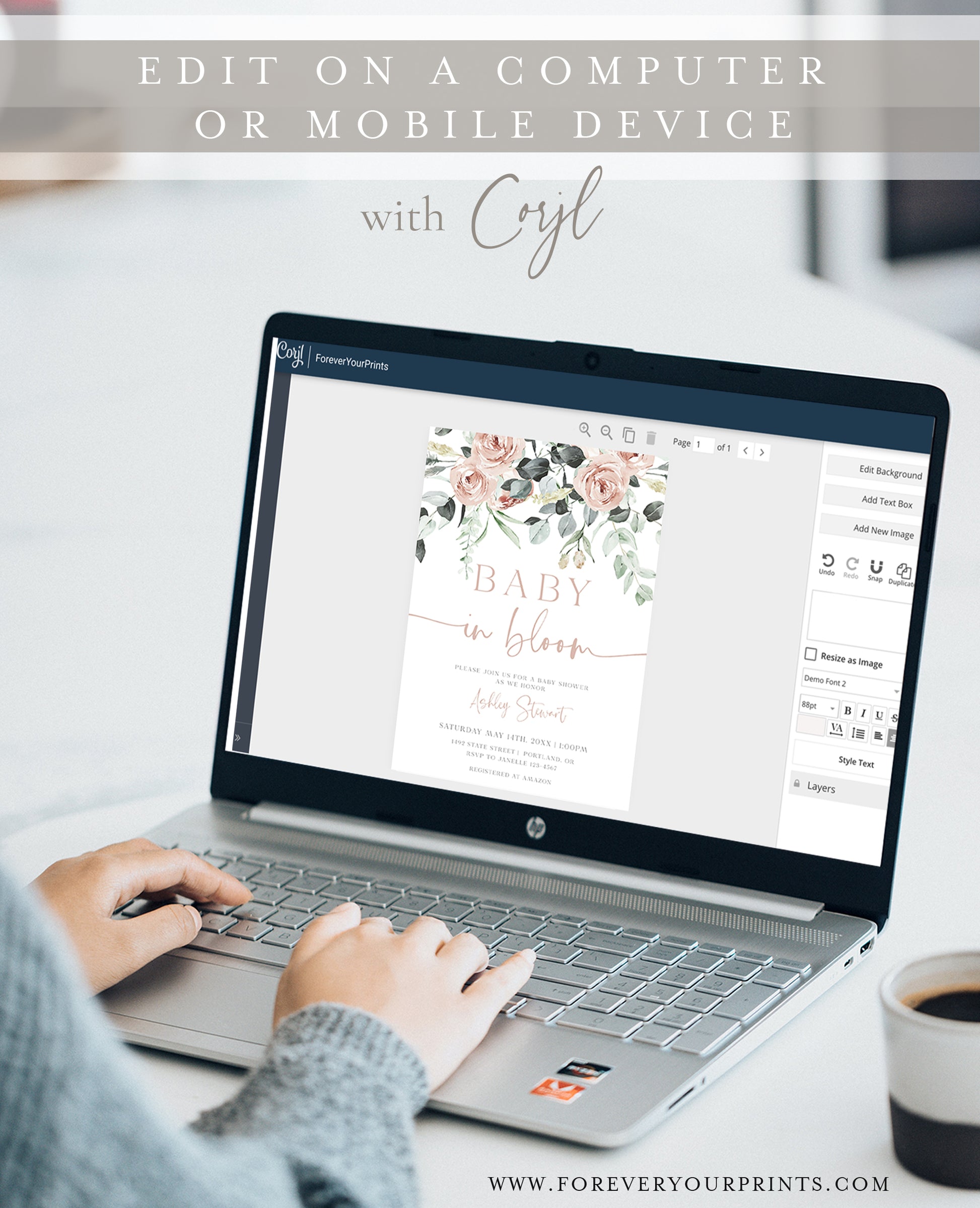 Baby In Bloom Shower Invitation | www.foreveryourprints.com