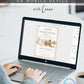 Editable homegrown baby shower invitation Canva template with watercolour baby overalls, daisy basket, carrots, market tote, gingham background, and olive branch accents