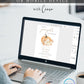 Little pumpkin fall baby shower invitation template with watercolor orange pumpkin, cream roses, and gold calligraphy script, editable in Canva