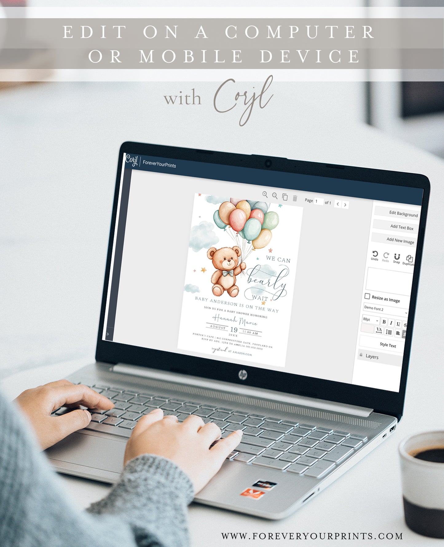 Bear Baby Shower Invitation | www.foreveryourprints.com