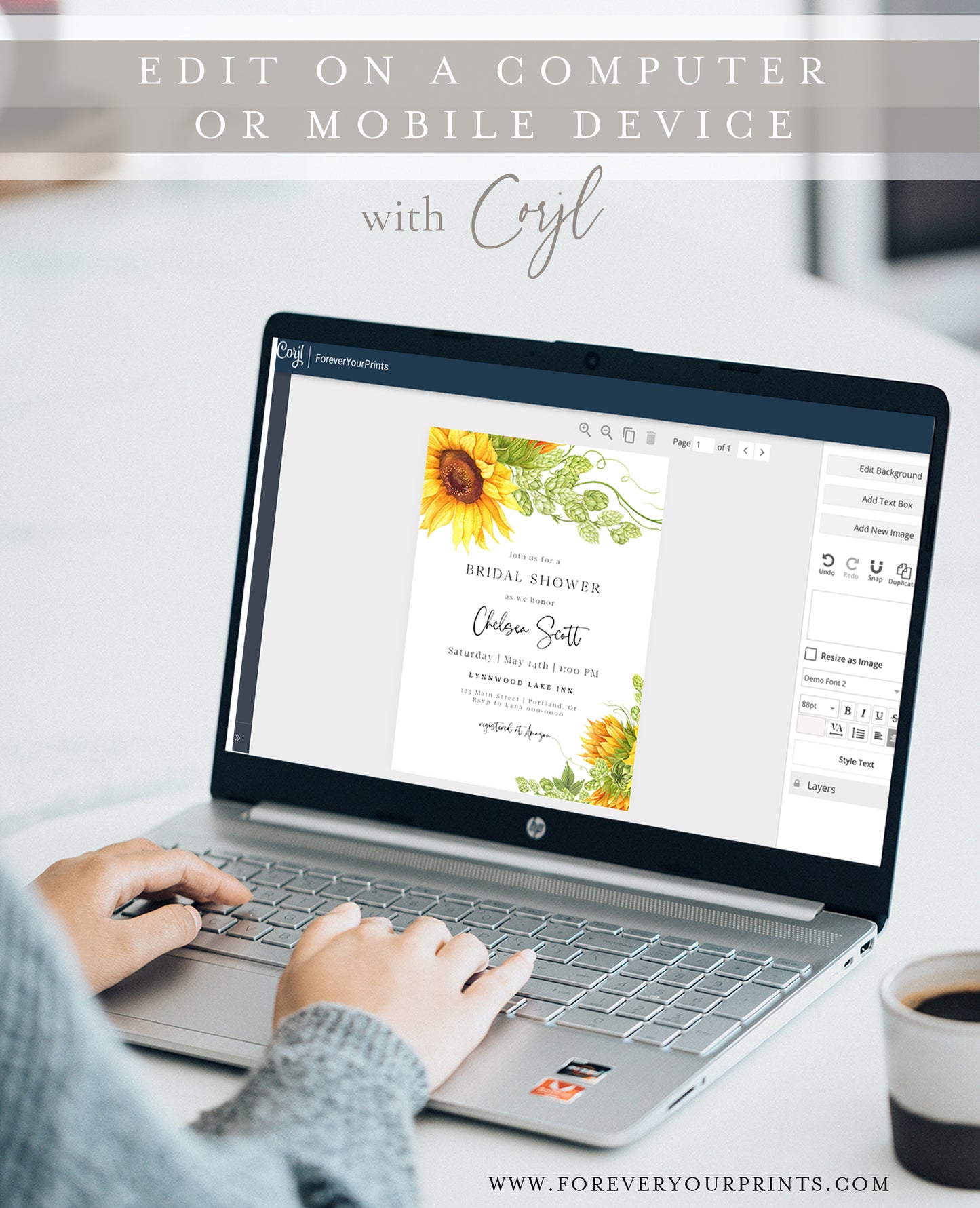 Sunflower Bridal Shower Invitation | www.foreveryourprints.com