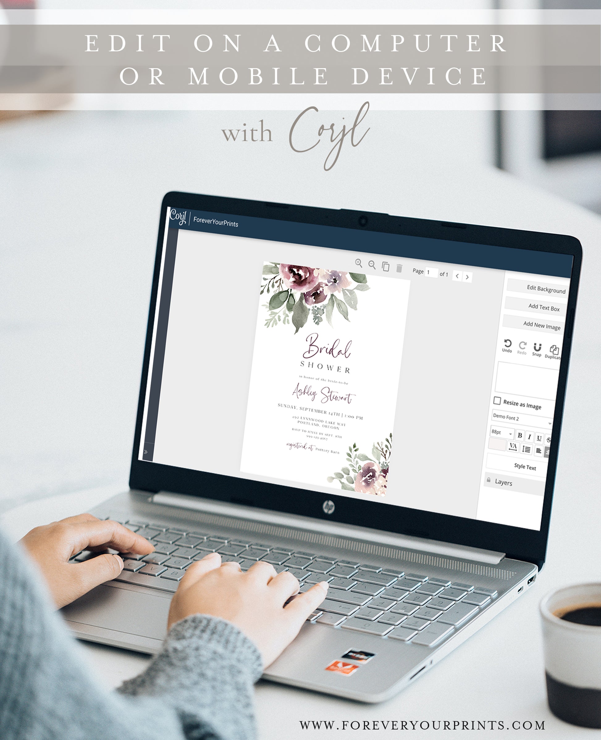 Floral Bridal Shower Invitation | www.foreveryourprints.com