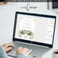 Editable garden estate wedding welcome sign Canva template with watercolour venue illustration, botanical border, and sage green tones
