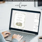 Editable garden estate wedding welcome sign Canva template with watercolour venue illustration, botanical border, and sage green tones