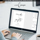 Minimalist black and white wedding cards and gifts sign template with oversized calligraphy script and elegant typography, editable in Canva