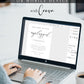 Minimalist black and white wedding unplugged ceremony sign template with oversized calligraphy script and spaced serif typography, editable in Canva
