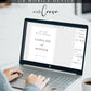 Minimalist vertical wedding welcome sign template with bold serif typography and thin border frame on white background, editable in Canva
