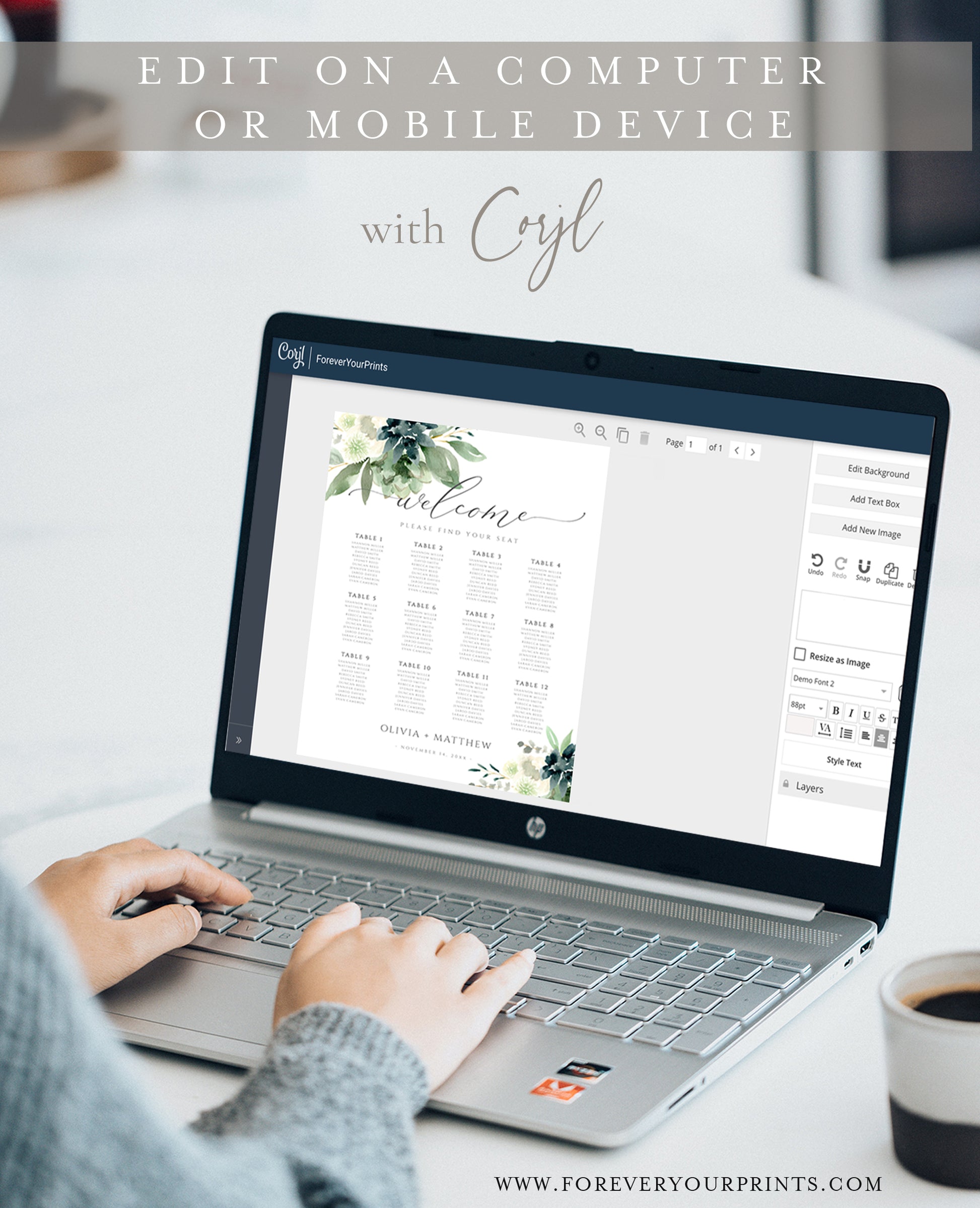 Botanical Seating Chart Template | www.foreveryourprints.com